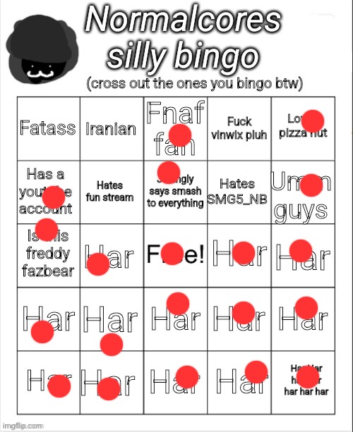 Normalcores silly bingo | image tagged in normalcores silly bingo | made w/ Imgflip meme maker