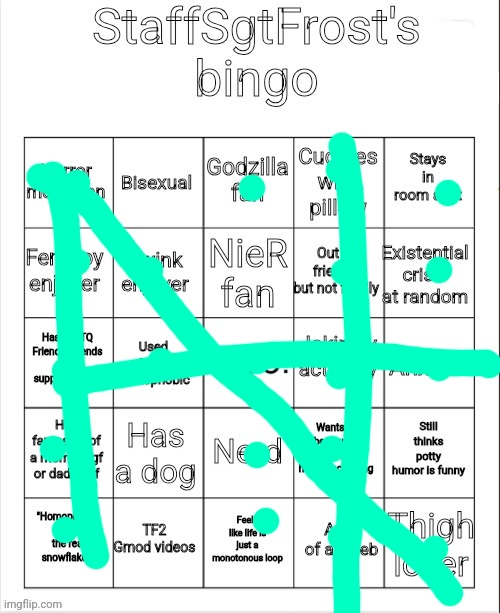 StaffSgtFrost's Bingo | image tagged in staffsgtfrost's bingo | made w/ Imgflip meme maker