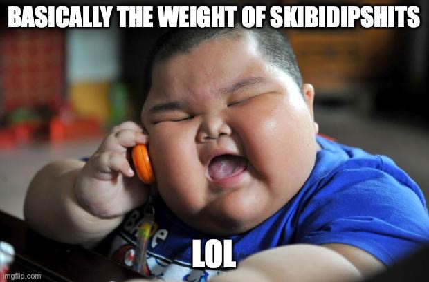 Fat Asian Kid | BASICALLY THE WEIGHT OF SKIBIDIPSHITS; LOL | image tagged in fat asian kid | made w/ Imgflip meme maker