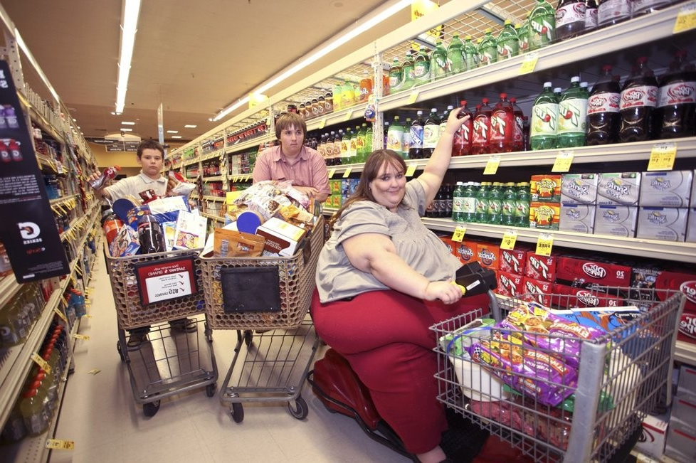 High Quality Fat woman on Scooter Grocery Store Blank Meme Template
