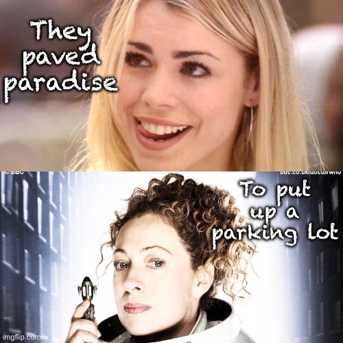 Paved paradise | They paved paradise; To put up a parking lot | image tagged in rose tyler | made w/ Imgflip meme maker