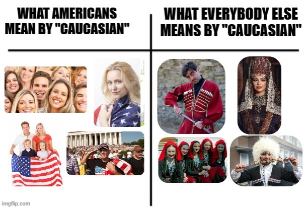 Caucasian ≠ White | image tagged in memes,politics,cursed image,something s wrong,facts | made w/ Imgflip meme maker
