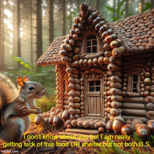 Food or Shelter | I don't know about you but I am really getting sick of this food OR shelter but not both B.S. | image tagged in funny | made w/ Imgflip meme maker