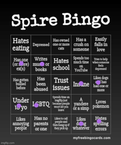 Spire Bingo | image tagged in spire bingo | made w/ Imgflip meme maker