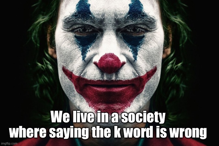 We Live In A Society | We live in a society where saying the k word is wrong | image tagged in we live in a society | made w/ Imgflip meme maker