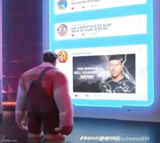 wreck-it ralph recives you should kill your self now! Blank Meme Template