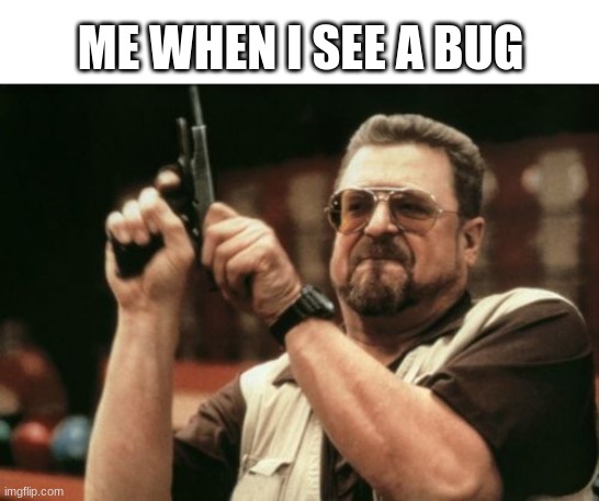...... I don't like bugs | ME WHEN I SEE A BUG | image tagged in memes,am i the only one around here,bugs | made w/ Imgflip meme maker