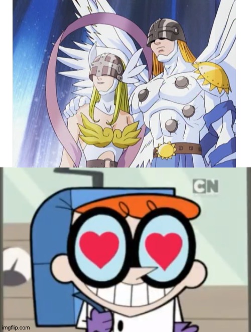 Even Dexter loves Angemon and Angewomon as a couple | image tagged in dexter ships who,digimon,anime | made w/ Imgflip meme maker
