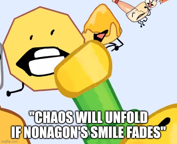 Animatic Battle: | "CHAOS WILL UNFOLD IF NONAGON'S SMILE FADES" | image tagged in idk | made w/ Imgflip meme maker