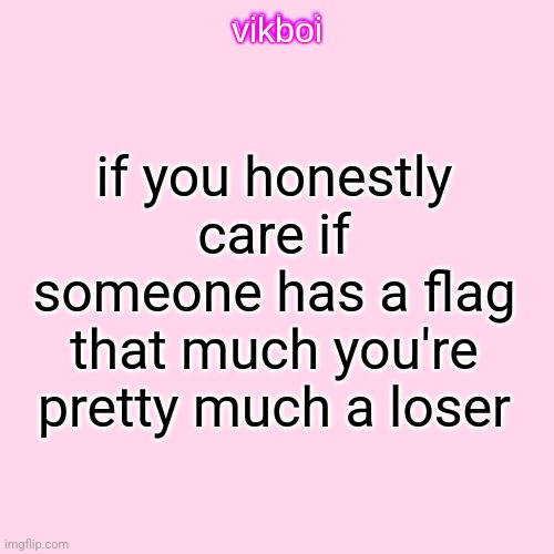 vikboi temp simple | if you honestly care if someone has a flag that much you're pretty much a loser | image tagged in vikboi temp modern | made w/ Imgflip meme maker