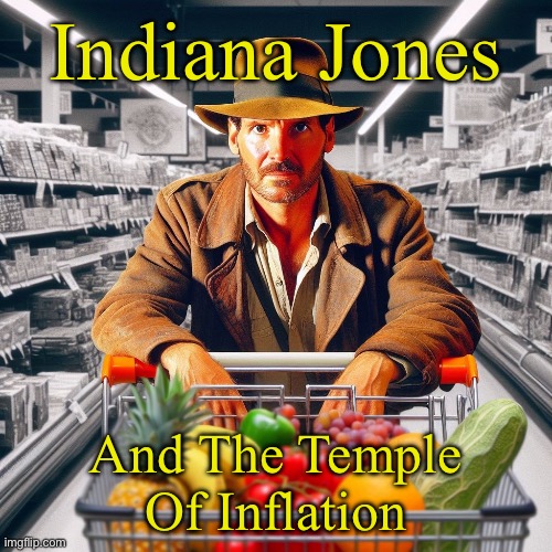 Temple of Inflation | Indiana Jones; And The Temple Of Inflation | image tagged in indiana jones,inflation,food,grocery store,money | made w/ Imgflip meme maker