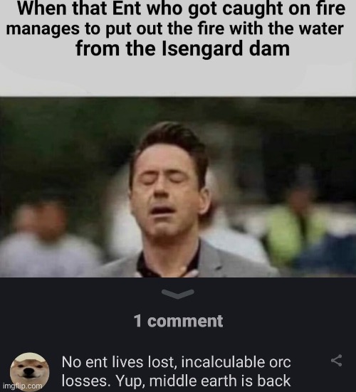 image tagged in lotr,lord of the rings,tony stark,comments | made w/ Imgflip meme maker