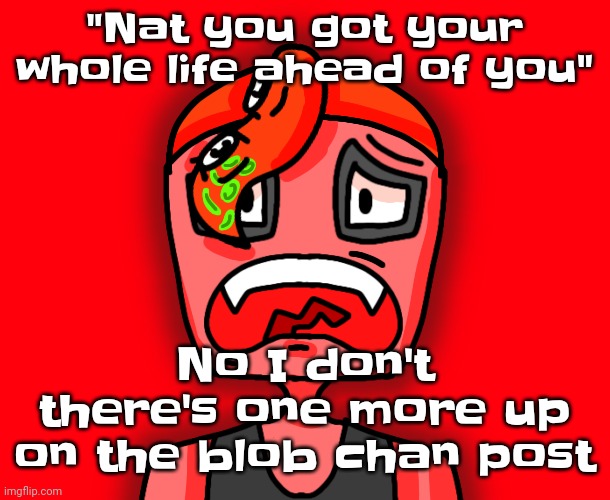 :( | "Nat you got your whole life ahead of you"; No I don't there's one more up on the blob chan post | image tagged in octollie disturbed | made w/ Imgflip meme maker