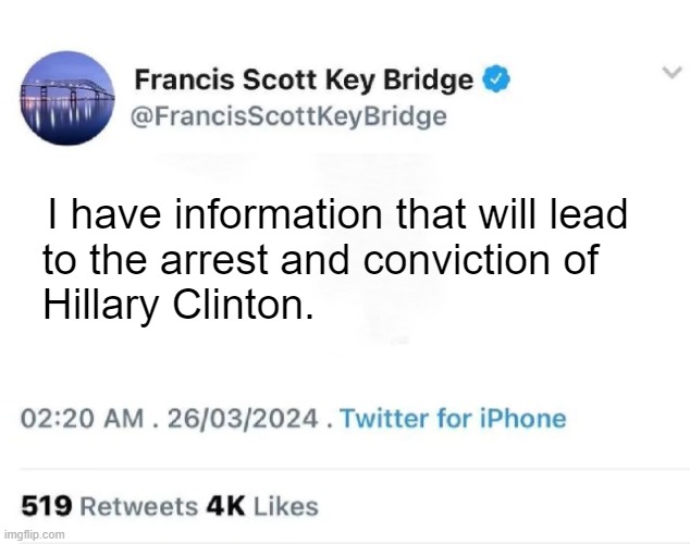 FCB | I have information that will lead
to the arrest and conviction of   
Hillary Clinton. | image tagged in hillary clinton,hillary,clinton,suicide,jeffrey epstein,epstein | made w/ Imgflip meme maker