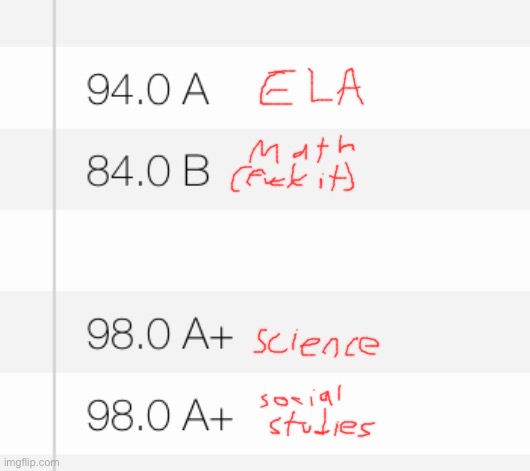 grades reveal | made w/ Imgflip meme maker