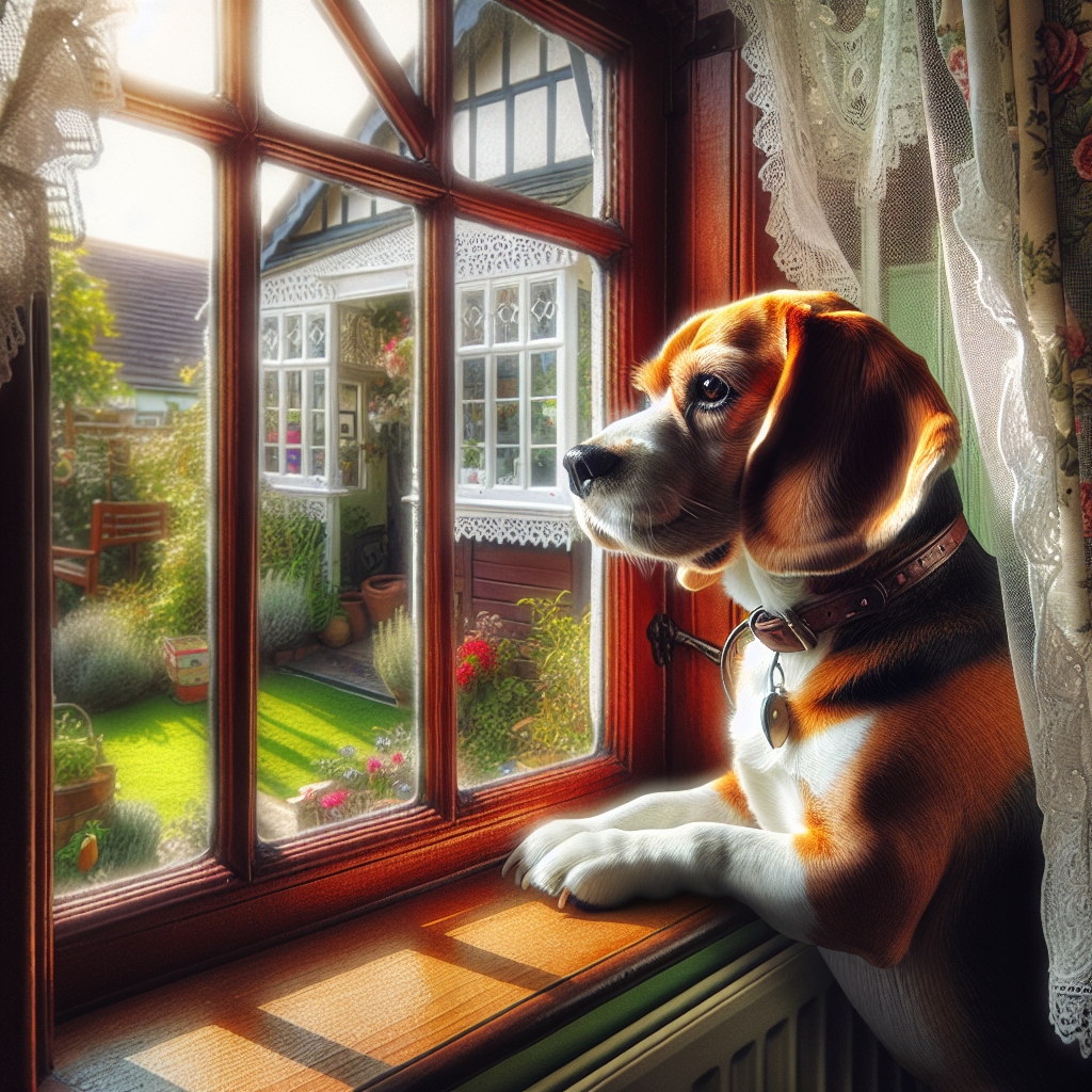 dog looking out the window of the house Blank Meme Template