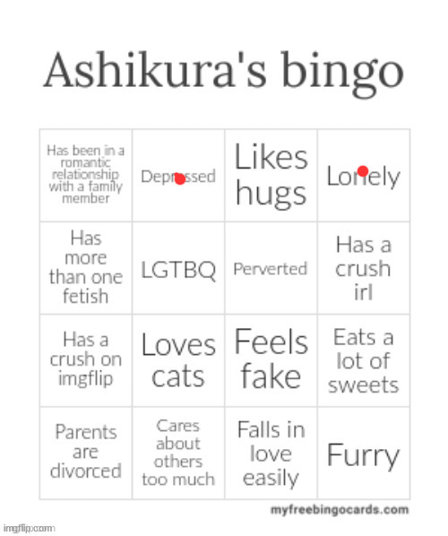 Ashikura's Bingo | image tagged in ashikura's bingo | made w/ Imgflip meme maker