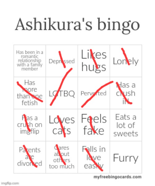 Ashikura's Bingo | image tagged in ashikura's bingo | made w/ Imgflip meme maker