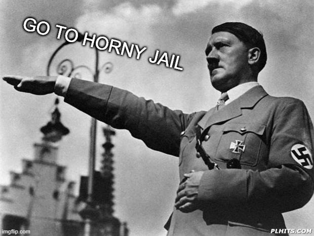 hitler | GO TO HORNY JAIL | image tagged in hitler | made w/ Imgflip meme maker