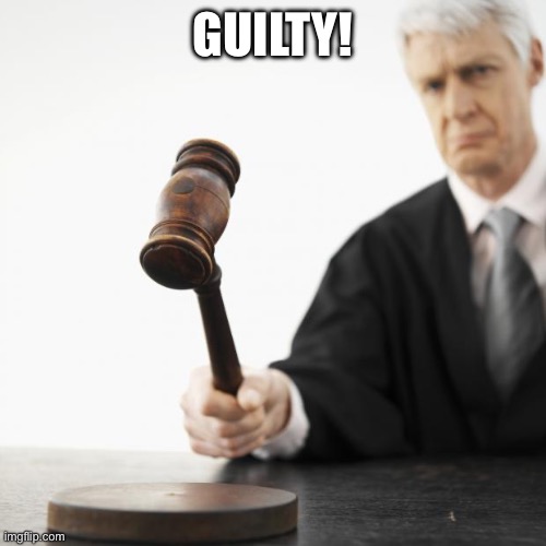 GUILTY! | image tagged in judged | made w/ Imgflip meme maker