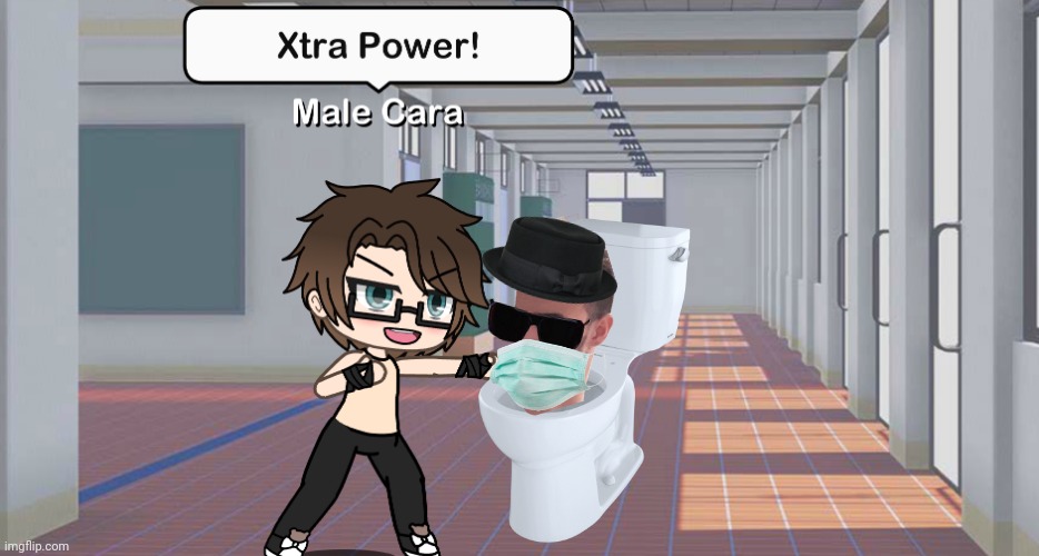 When X stands for Xtra Power (He's beating a skibidi toilet up because he thinks it's brainrot) | image tagged in pop up school 2,pus2,x is for x,male cara,xtra power,skibidi toilet | made w/ Imgflip meme maker