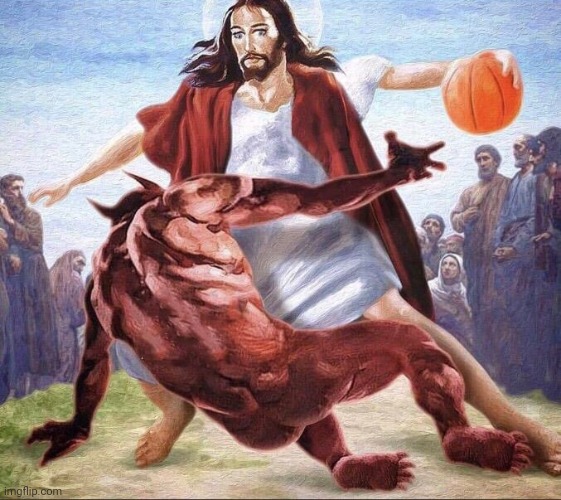 crossover basketball jesus | image tagged in crossover basketball jesus | made w/ Imgflip meme maker