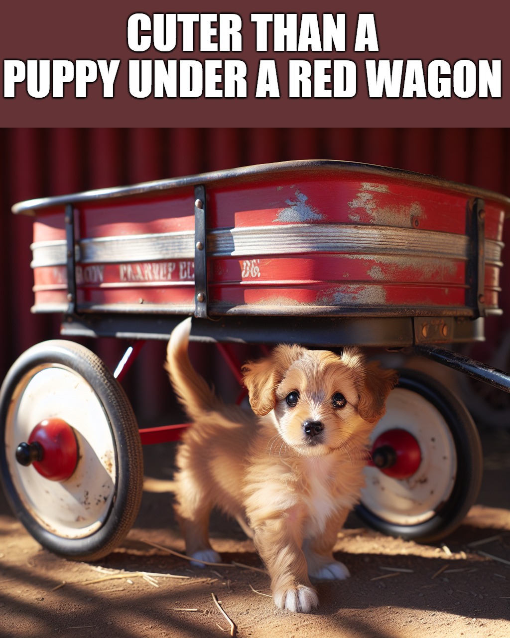 CUTER THAN A PUPPY UNDER A RED WAGON | made w/ Imgflip meme maker