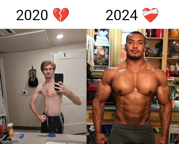 transformasi selepas 3 tahun minum milo | 2020 💔; 2024 ❤️‍🩹 | made w/ Imgflip meme maker