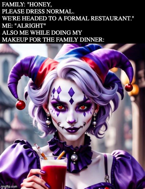 image tagged in clown,jester,jestress,cute,clussy,clown world | made w/ Imgflip meme maker