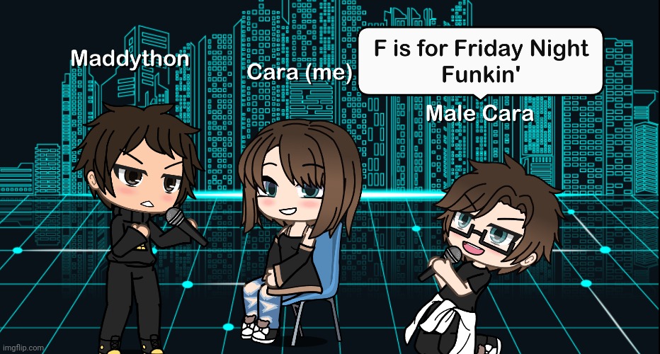 F is for Friday Night Funkin'! | image tagged in pop up school 2,pus2,x is for x,male cara,cara,friday night funkin | made w/ Imgflip meme maker
