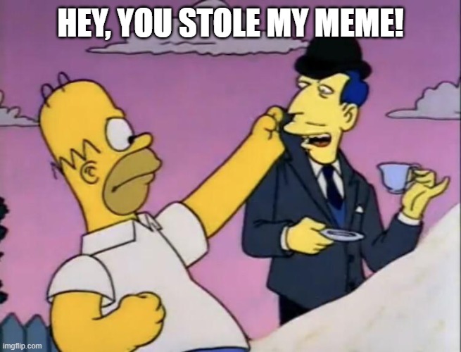 Hey you stole my meme! | HEY, YOU STOLE MY MEME! | image tagged in hey you stole my meme | made w/ Imgflip meme maker