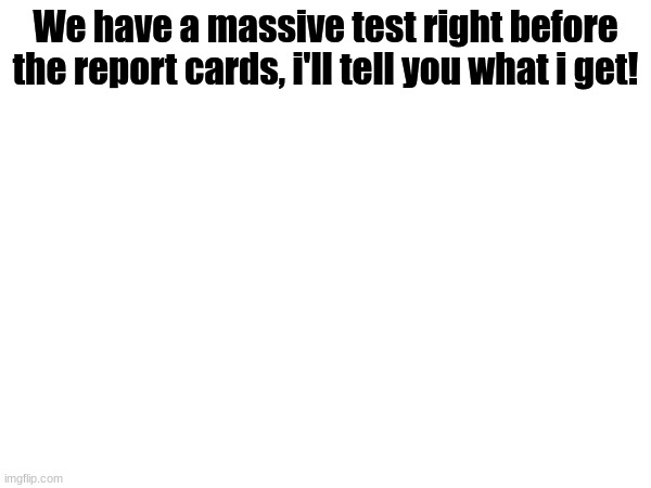 I'm scared | We have a massive test right before the report cards, i'll tell you what i get! | image tagged in memes | made w/ Imgflip meme maker