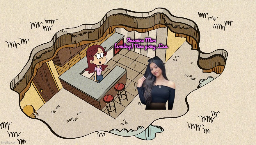 Jasmine Mir Sees a Hole in the Floor | Jasmine Mir: [smiling] Nice going, Lisa. | image tagged in deviantart,youtube,nickelodeon,the loud house,miami,florida | made w/ Imgflip meme maker