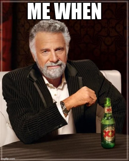 Pt.9 | ME WHEN | image tagged in memes,the most interesting man in the world | made w/ Imgflip meme maker