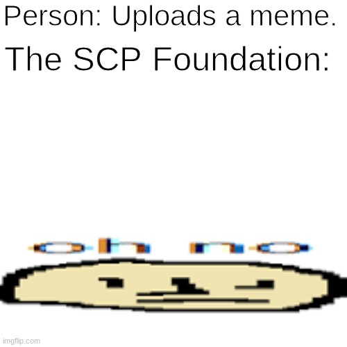 there are alotta them. for all we know, this is one of those. | Person: Uploads a meme. The SCP Foundation: | image tagged in scp | made w/ Imgflip meme maker