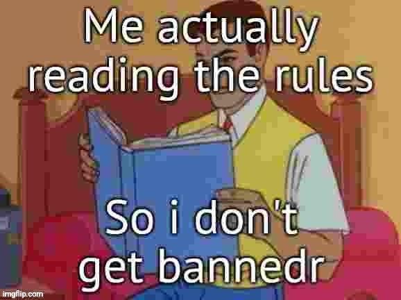 I read the rules | image tagged in i read the rules | made w/ Imgflip meme maker