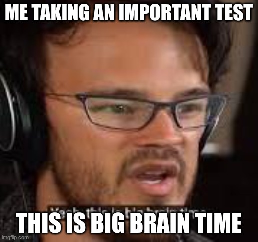 bi brainz | ME TAKING AN IMPORTANT TEST; THIS IS BIG BRAIN TIME | image tagged in big brain | made w/ Imgflip meme maker
