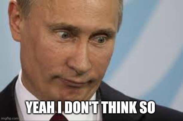 Olympian product reaction to a posting | YEAH I DON'T THINK SO | image tagged in vladimir putin,reaction | made w/ Imgflip meme maker