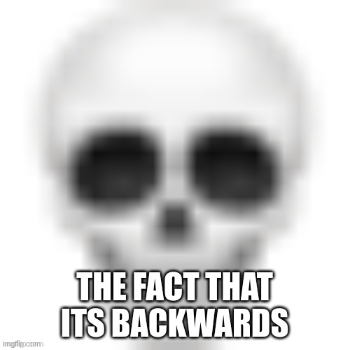 Low quality skull | THE FACT THAT ITS BACKWARDS | image tagged in low quality skull | made w/ Imgflip meme maker