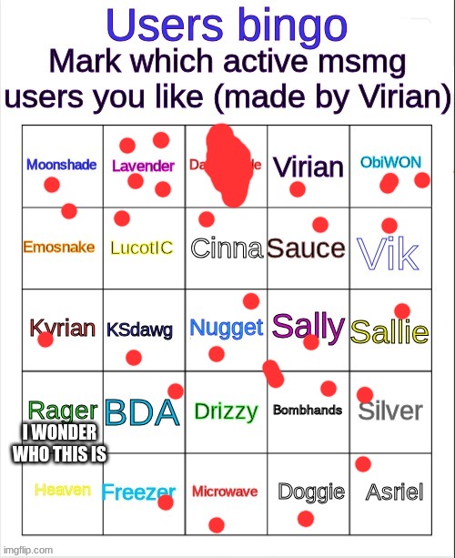 also bro drizzy is not active | I WONDER WHO THIS IS | image tagged in msmg user bingo | made w/ Imgflip meme maker
