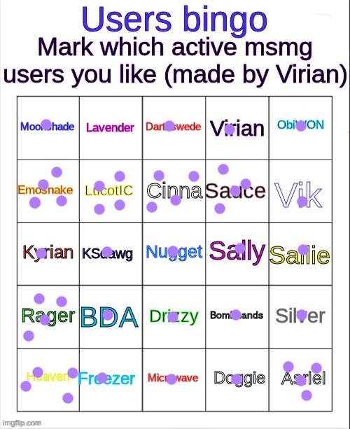 i dont like lavender shes a bitch | image tagged in msmg user bingo | made w/ Imgflip meme maker