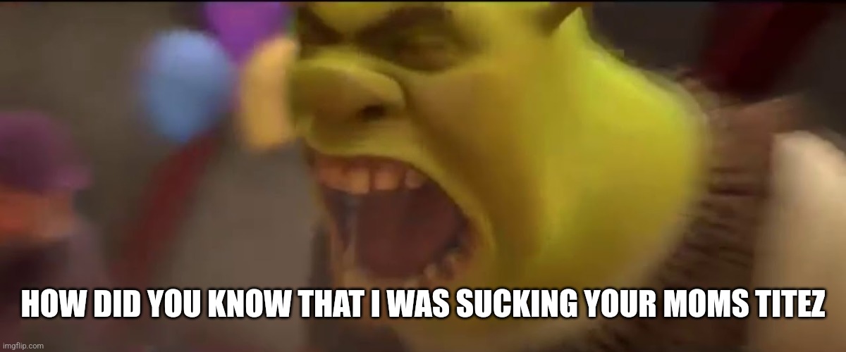Shrek Screaming | HOW DID YOU KNOW THAT I WAS SUCKING YOUR MOMS TITEZ | image tagged in shrek screaming | made w/ Imgflip meme maker