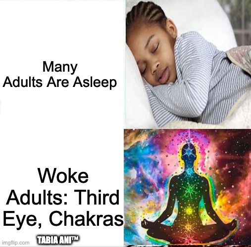 Wakey Wakey | Many Adults Are Asleep; Woke Adults: Third Eye, Chakras; TABIA ANI™ | image tagged in memes,sleeping shaq | made w/ Imgflip meme maker