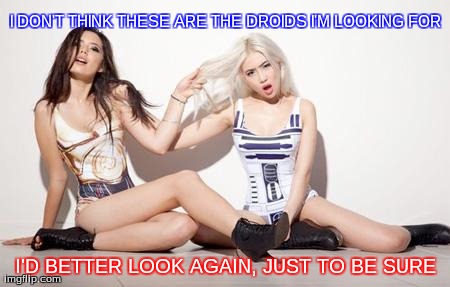 I DON'T THINK THESE ARE THE DROIDS I'M LOOKING FOR I'D BETTER LOOK AGAIN, JUST TO BE SURE | image tagged in droids | made w/ Imgflip meme maker
