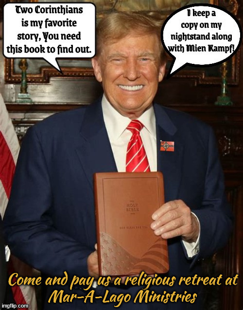 MAGA Minister Trumpvdians | image tagged in mar-a-lago ministries,maga madness,maga moron,religious rubes,orange huckster cult,bible stumper humper | made w/ Imgflip meme maker
