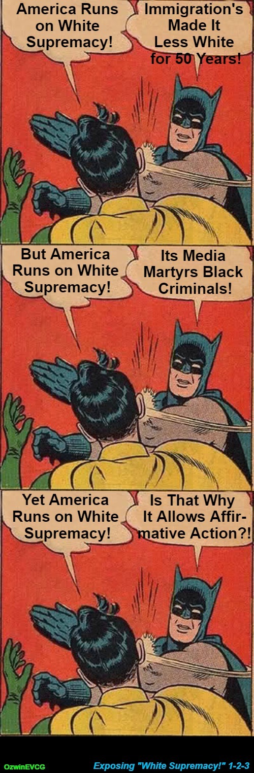 Exposing "White Supremacy!" 1-2-3 [NV] | image tagged in bogus,antiwhite,narratives,white supremacy,batman slapping robin,liberal logic | made w/ Imgflip meme maker