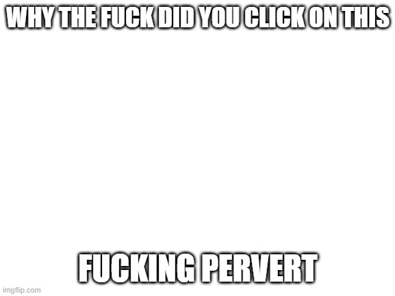 Blank White Template | WHY THE FUCK DID YOU CLICK ON THIS; FUCKING PERVERT | image tagged in blank white template | made w/ Imgflip meme maker