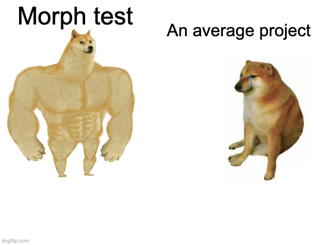 Buff Doge vs. Cheems | Morph test; An average project | image tagged in memes,buff doge vs cheems | made w/ Imgflip meme maker