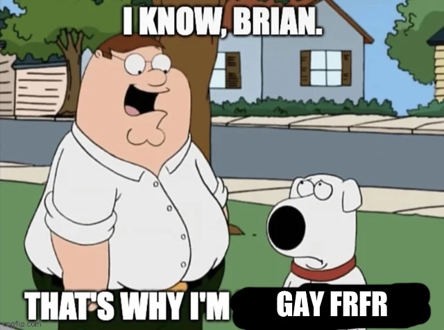 Peter that's not a meme | GAY FRFR | image tagged in peter that's not a meme | made w/ Imgflip meme maker