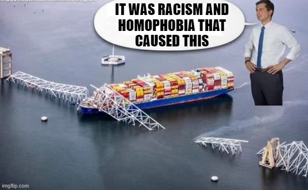 Obviously | IT WAS RACISM AND
HOMOPHOBIA THAT
CAUSED THIS | image tagged in bridge,racism,baltimore,fjb,taxes,dementia | made w/ Imgflip meme maker